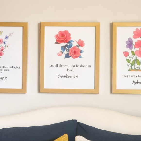Other - Bible Verse Wall Art – 8x10 Framed Christian Scripture Prints / Set of 3